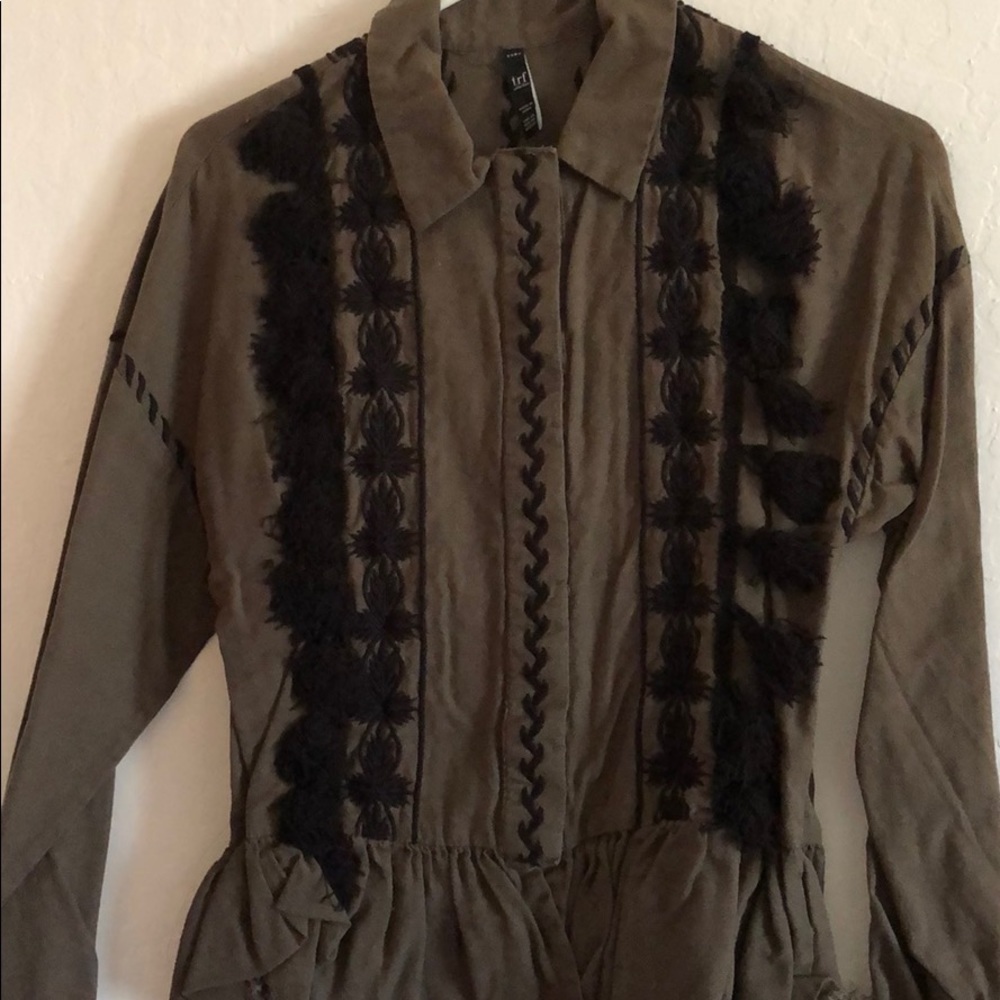 Zara army green button up